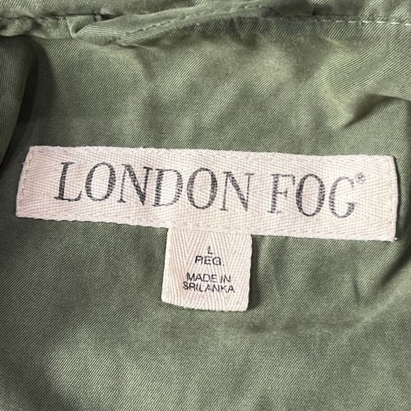 London Fog Green Windbreaker Style Full Zip Jacket Button Overlay Men Size Large - Picture 7 of 16